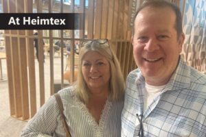 Sourcing team Alice Guercio with boss Scott Kravet, VP Design of Kravet Fabrics, New York